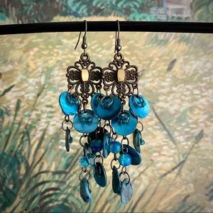 Bohemian boutique earrings, tropical green